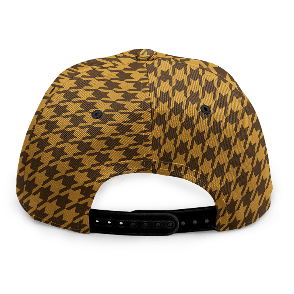 Brown Houndstooth Pattern Print Snapback Cap