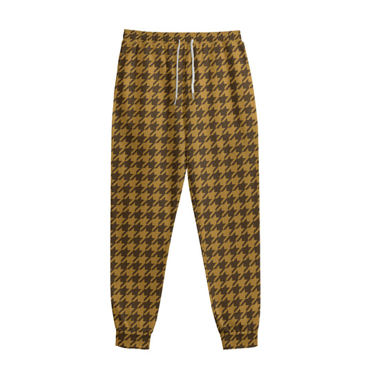 Brown Houndstooth Pattern Print Sweatpants
