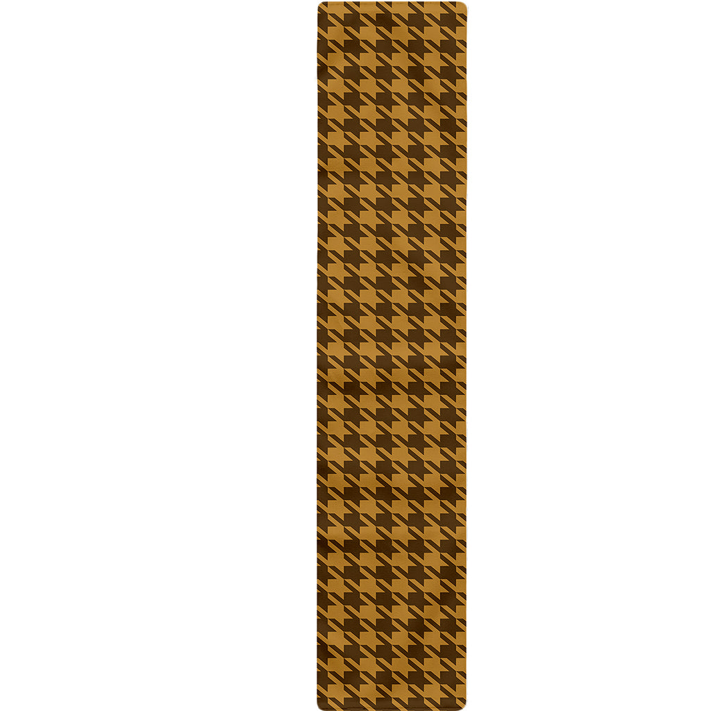 Brown Houndstooth Pattern Print Table Runner