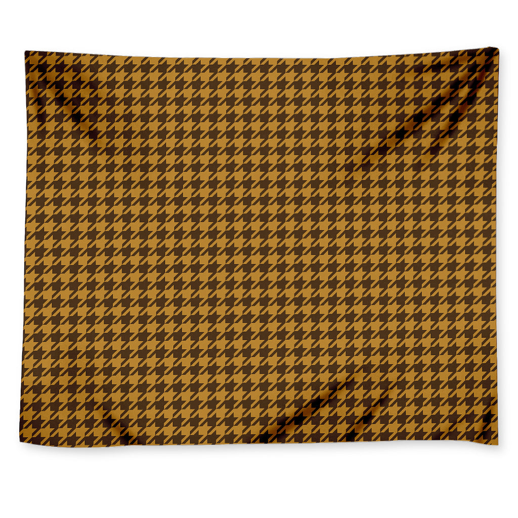 Brown Houndstooth Pattern Print Tapestry