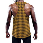 Brown Houndstooth Pattern Print Training Tank Top