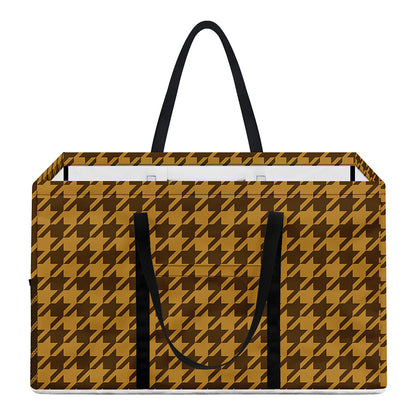 Brown Houndstooth Pattern Print Utility Tote Bag