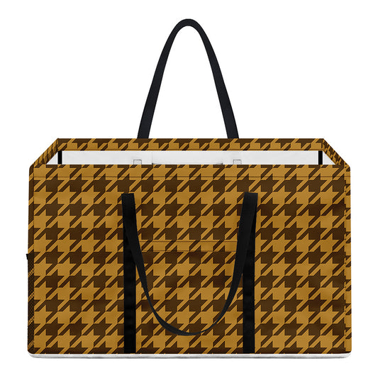 Brown Houndstooth Pattern Print Utility Tote Bag
