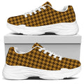 Brown Houndstooth Pattern Print White Chunky Shoes