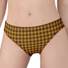 Brown Houndstooth Pattern Print Women's Panties