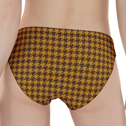 Brown Houndstooth Pattern Print Women's Panties