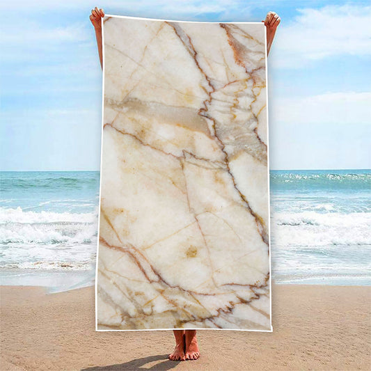 Brown Marble Print Beach Towel