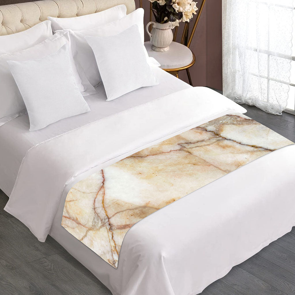 Brown Marble Print Bed Runner