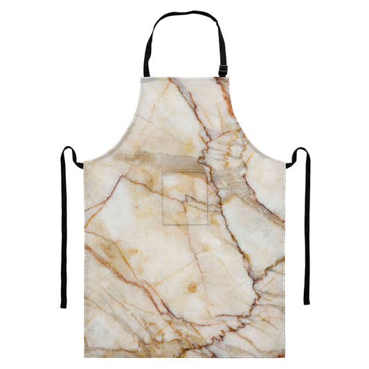 Brown Marble Print Bib Apron With Pocket