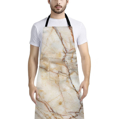Brown Marble Print Bib Apron With Pocket