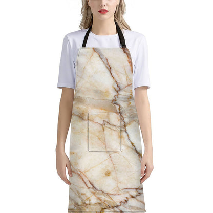 Brown Marble Print Bib Apron With Pocket