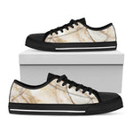 Brown Marble Print Black Low Top Sneakers