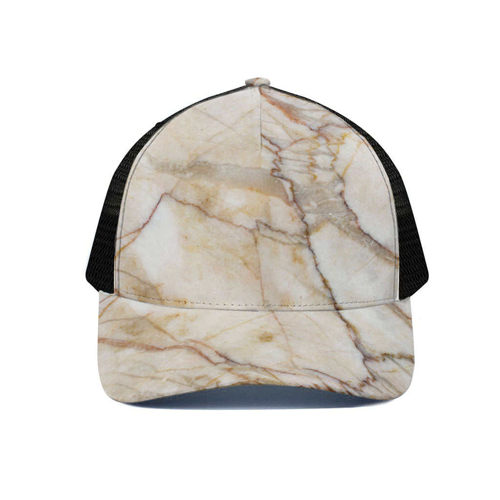 Brown Marble Print Black Mesh Trucker Cap