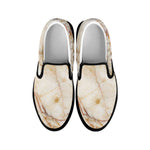 Brown Marble Print Black Slip On Sneakers