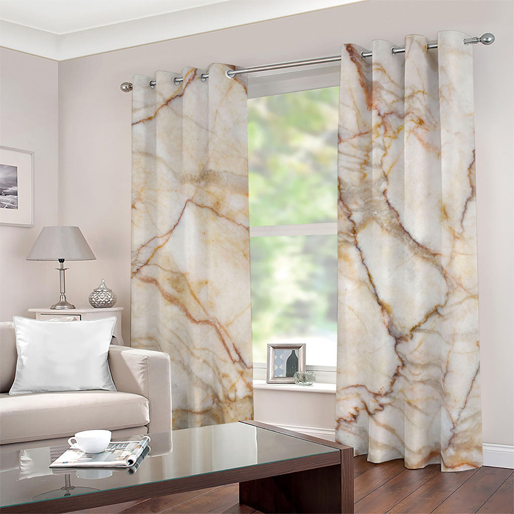 Brown Marble Print Blackout Grommet Curtains