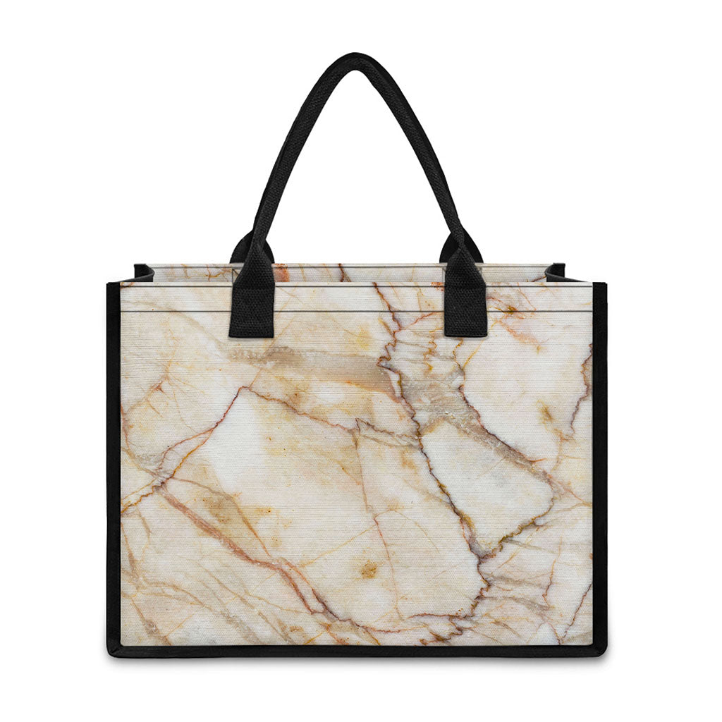 Brown Marble Print Canvas Tote Bag