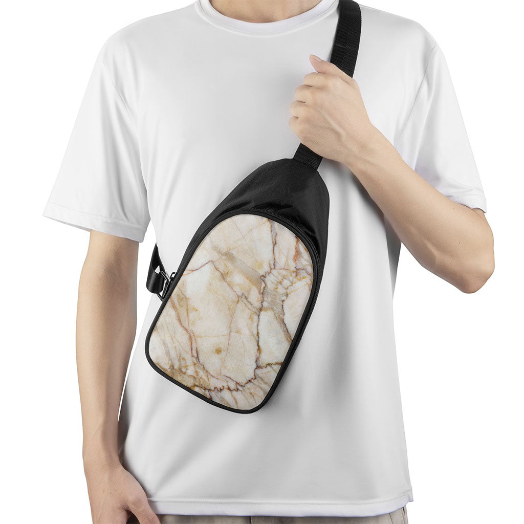 Brown Marble Print Chest Bag