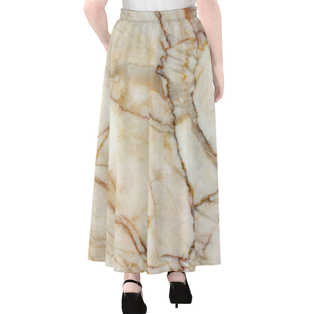 Brown Marble Print Chiffon Maxi Skirt
