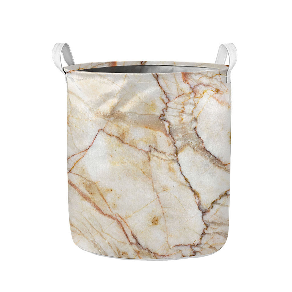 Brown Marble Print Collapsible Laundry Basket
