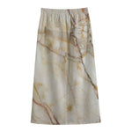 Brown Marble Print Cotton Front Slit Maxi Skirt