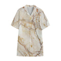 Brown Marble Print Cotton Hawaiian Shirt
