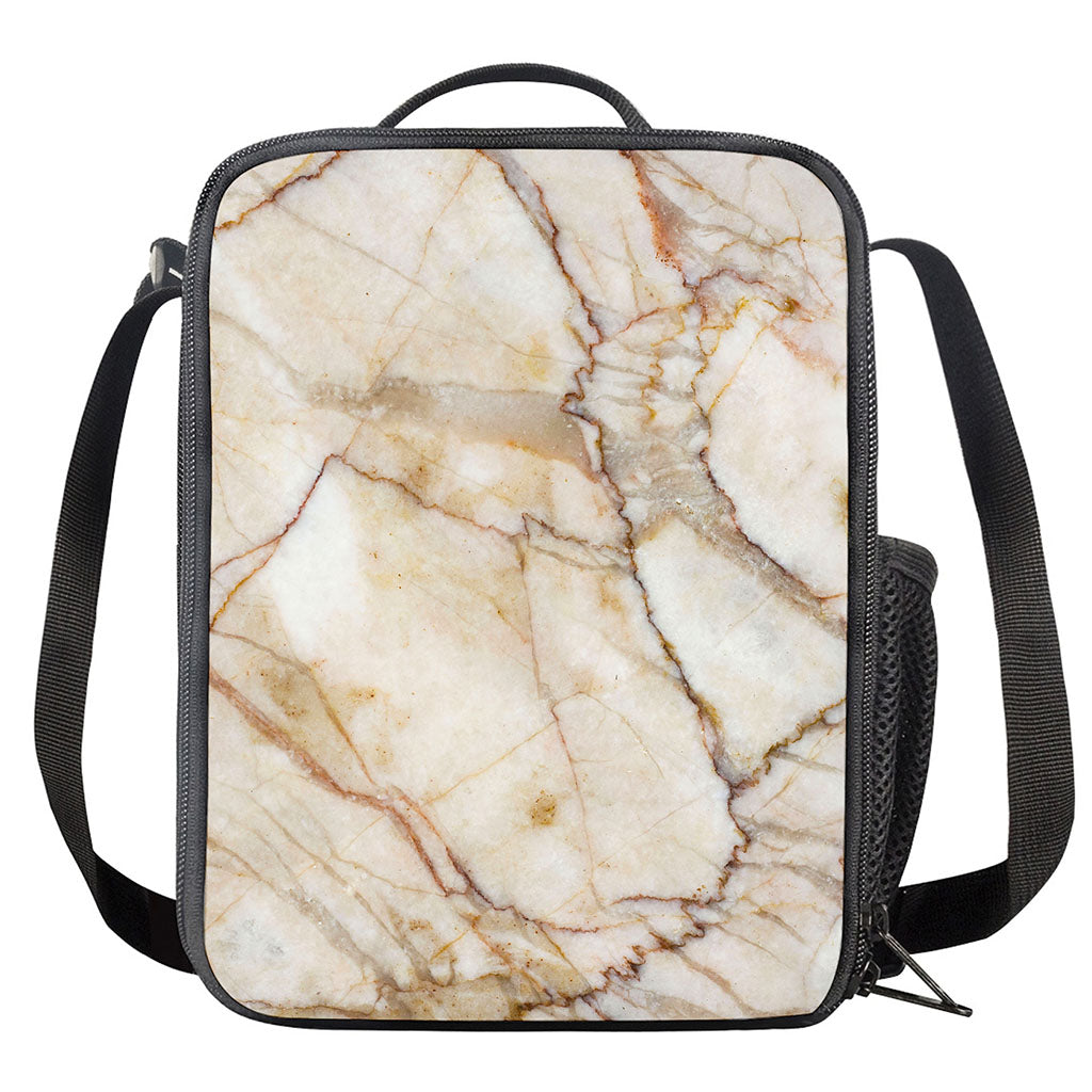Brown Marble Print Crossbody Lunch Bag