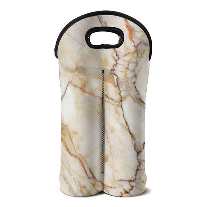 Brown Marble Print Double Neoprene Wine Tote