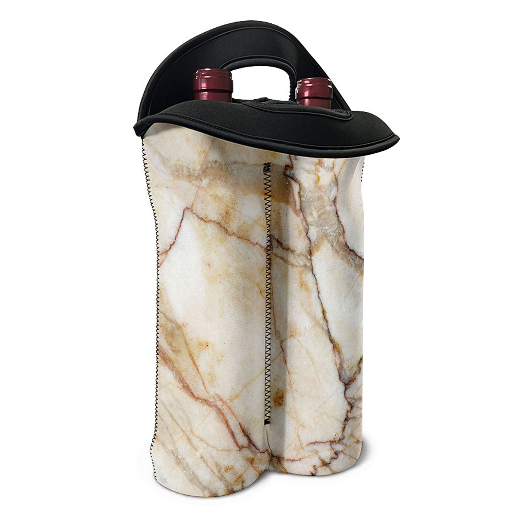 Brown Marble Print Double Neoprene Wine Tote