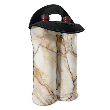 Brown Marble Print Double Neoprene Wine Tote