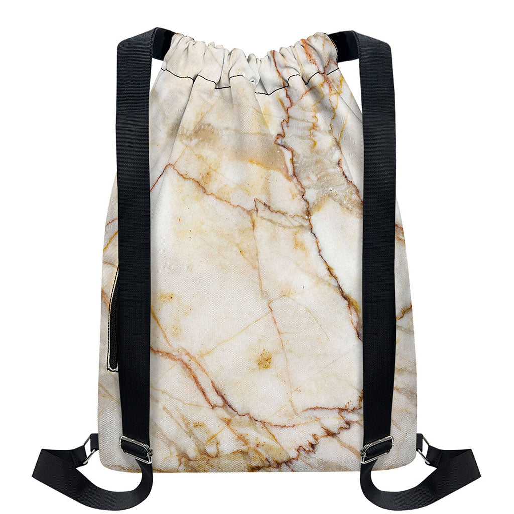 Brown Marble Print Drawstring Backpack