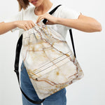 Brown Marble Print Drawstring Backpack