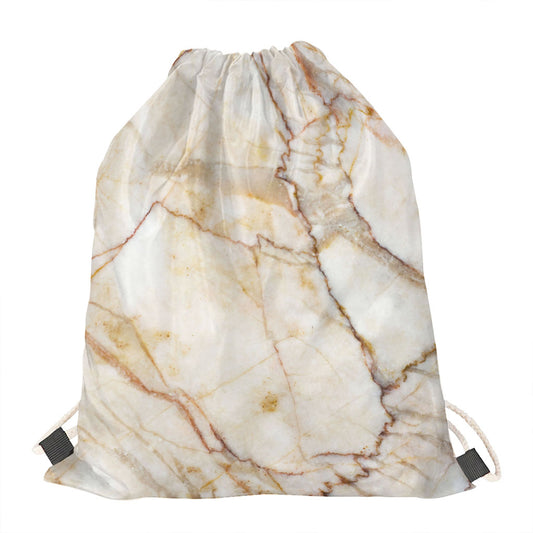 Brown Marble Print Drawstring Bag
