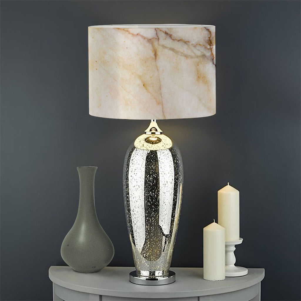 Brown Marble Print Drum Lamp Shade