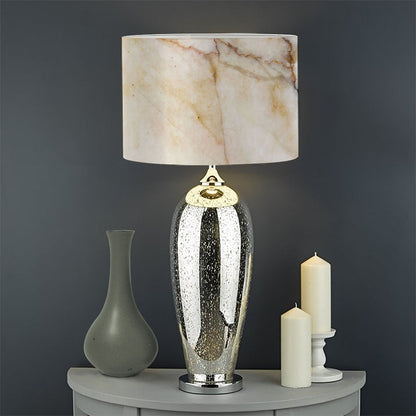 Brown Marble Print Drum Lamp Shade
