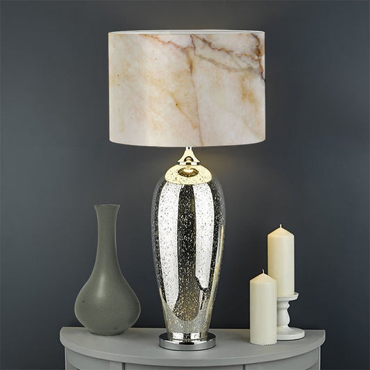 Brown Marble Print Drum Lamp Shade