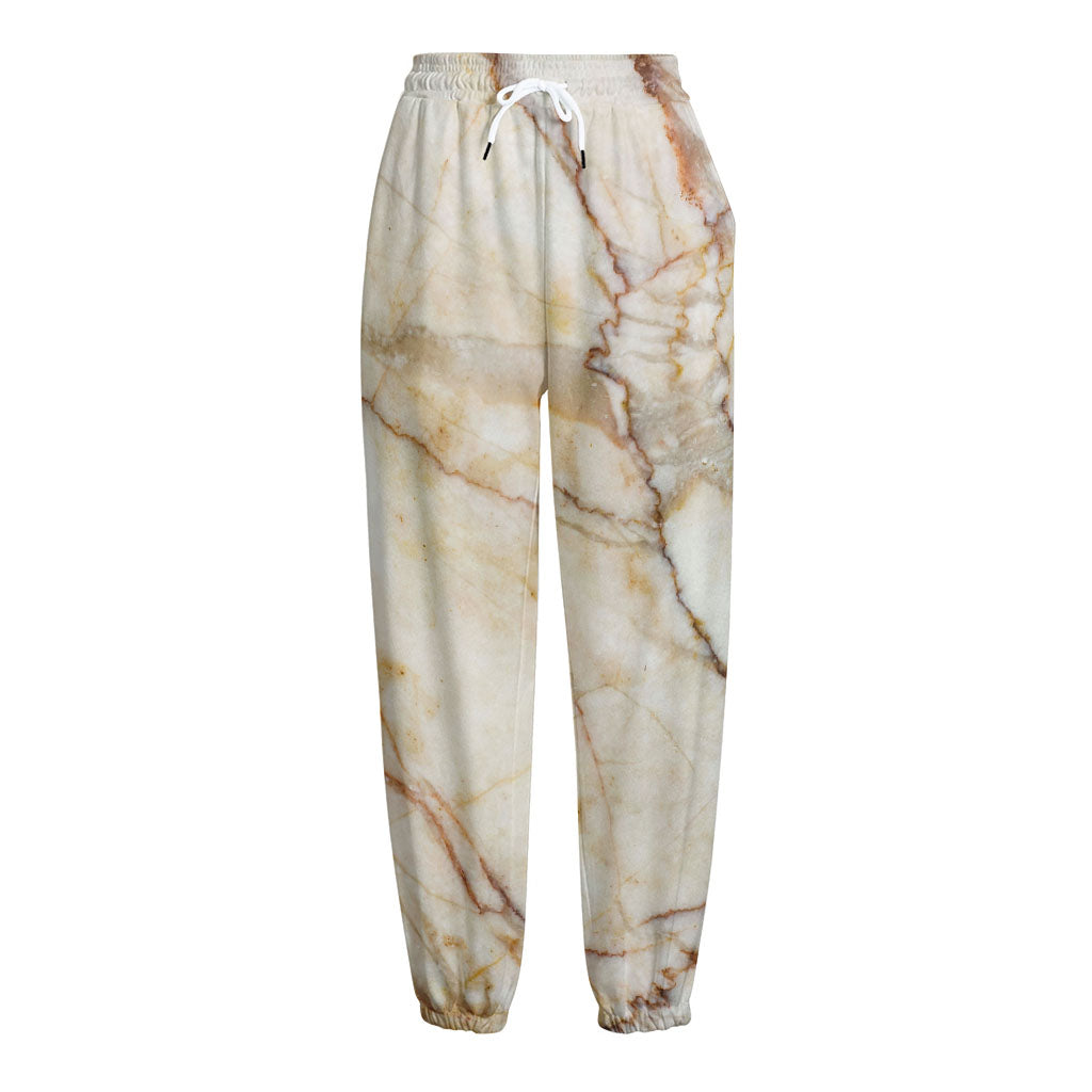 Brown Marble Print Fleece Lined Knit Pants