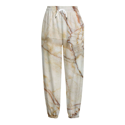 Brown Marble Print Fleece Lined Knit Pants