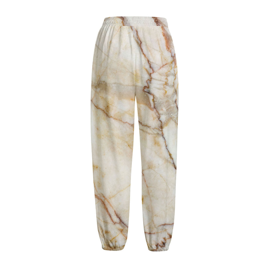 Brown Marble Print Fleece Lined Knit Pants