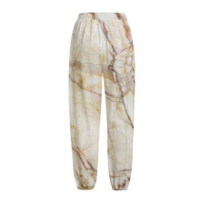 Brown Marble Print Fleece Lined Knit Pants