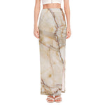 Brown Marble Print High Slit Maxi Skirt