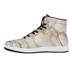 Brown Marble Print High Top Leather Sneakers