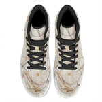 Brown Marble Print High Top Leather Sneakers