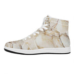 Brown Marble Print High Top Leather Sneakers