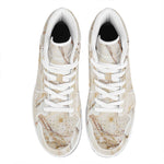 Brown Marble Print High Top Leather Sneakers