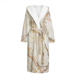 Brown Marble Print Hooded Bathrobe