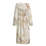 Brown Marble Print Hooded Bathrobe