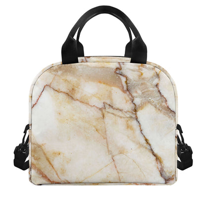 Brown Marble Print Insulated Lunch Bag