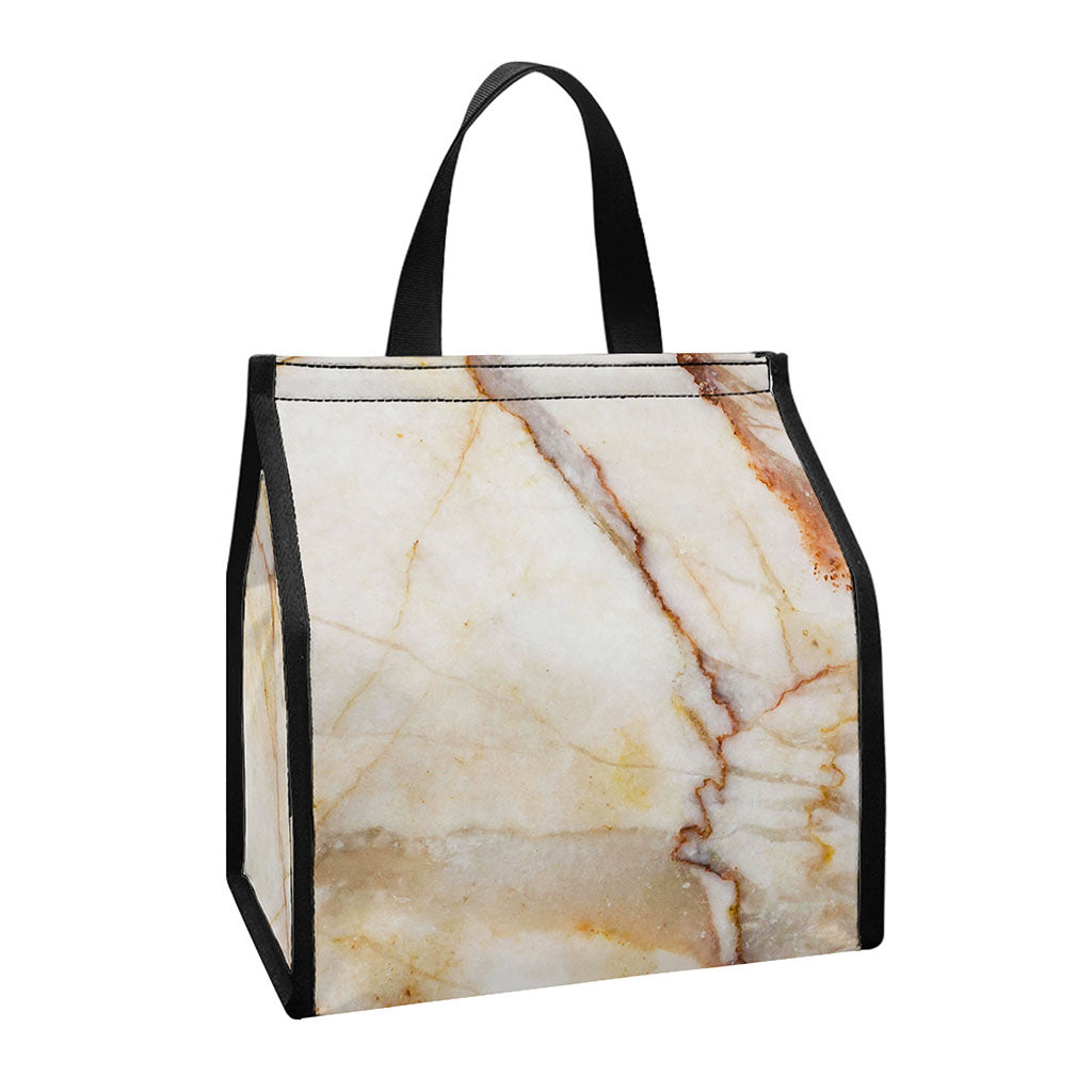 Brown Marble Print Insulated Lunch Tote