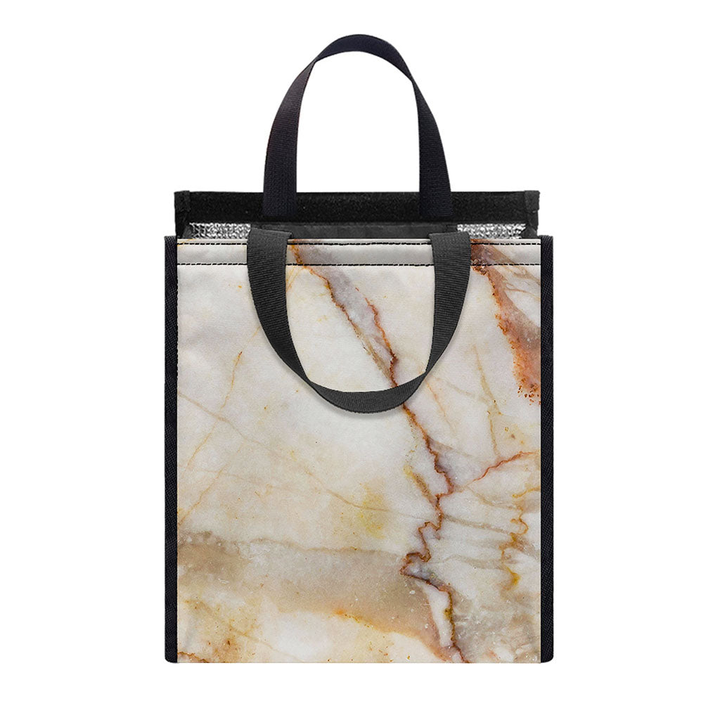 Brown Marble Print Insulated Lunch Tote