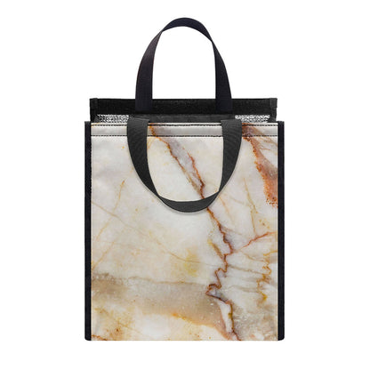 Brown Marble Print Insulated Lunch Tote